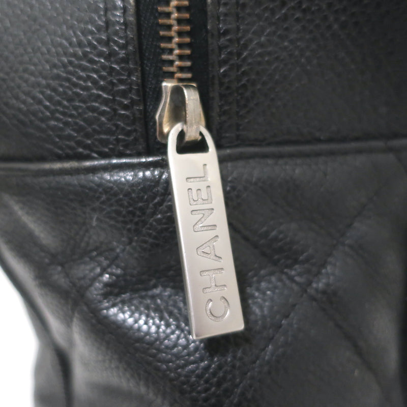 Chanel 2000 Large Logo Bowler Bag Black Quilted Caviar Leather &amp; Patent