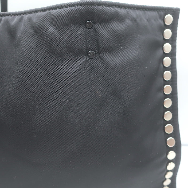 Prada Etiquette Studded Tessuto Nylon Tote Black
