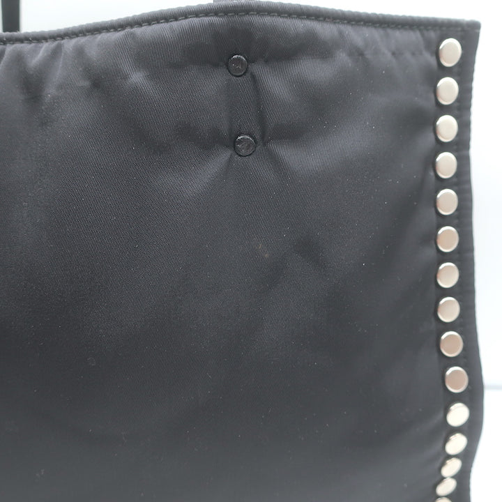 Prada Etiquette Studded Tessuto Nylon Tote Black