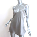 Nili Lotan Isabella Cami Silver Silk Satin Size Extra Large V-Neck Tank Top NEW