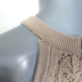 Alice + Olivia Lulu Crochet Knit Halter Midi Dress Beige Cotton-Blend Size Small