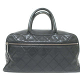 Chanel 2000 Large Logo Bowler Bag Black Quilted Caviar Leather & Patent