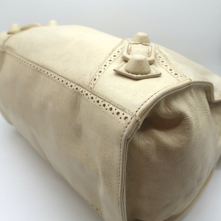 Balenciaga Giant Brogues Covered Folder Tote Ecru Leather Large Shoulder Bag
