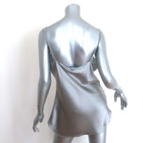Nili Lotan Isabella Cami Silver Silk Satin Size Extra Large V-Neck Tank Top NEW