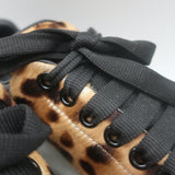 Alexander McQueen oversized leopard-print calf-hair sneakers in brown, pre-owned, authentic, gently worn