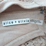 Alice + Olivia Lulu Crochet Knit Halter Midi Dress Beige Cotton-Blend Size Small
