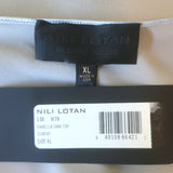 Nili Lotan Isabella Cami Silver Silk Satin Size Extra Large V-Neck Tank Top NEW