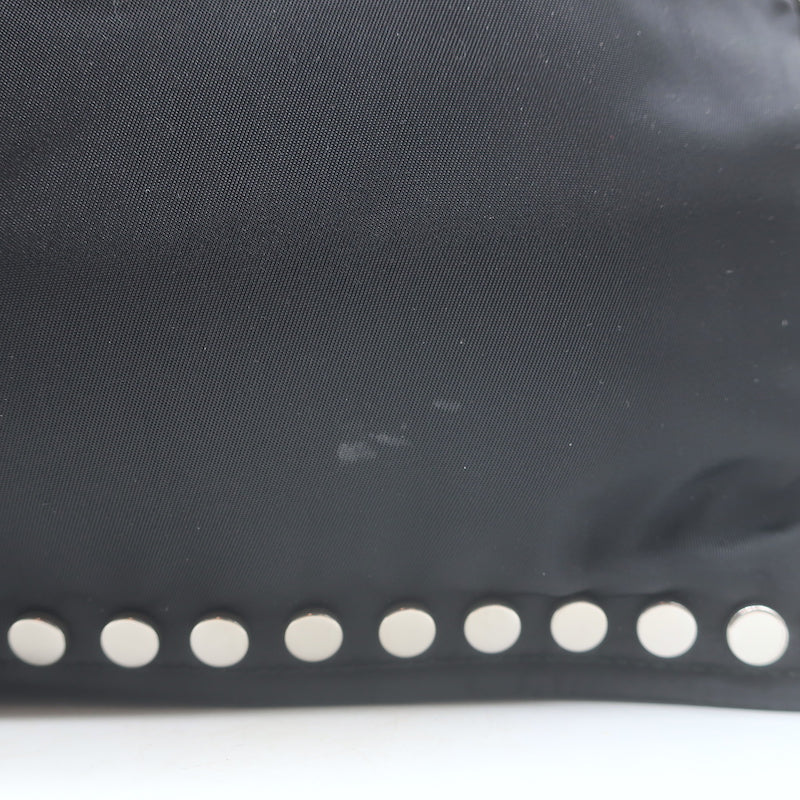 Prada Etiquette Studded Tessuto Nylon Tote Black