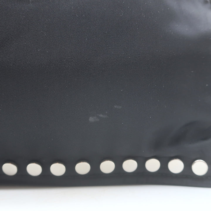 Prada Etiquette Studded Tessuto Nylon Tote Black