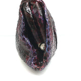 Nancy Gonzalez Pleated Clutch Burgundy/Purple Snakeskin Small Bag