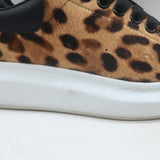 Alexander McQueen oversized leopard-print calf-hair sneakers in brown, authentic pre-owned, gently worn