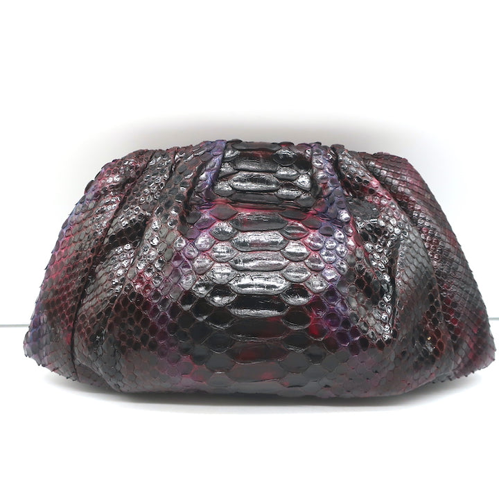 Nancy Gonzalez Pleated Clutch Burgundy/Purple Snakeskin Small Bag