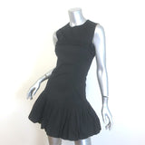 GANNI Ruffled Bubble Hem Mini Dress Black Stretch Cotton Size 34
