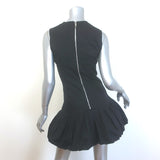 GANNI Ruffled Bubble Hem Mini Dress Black Stretch Cotton Size 34