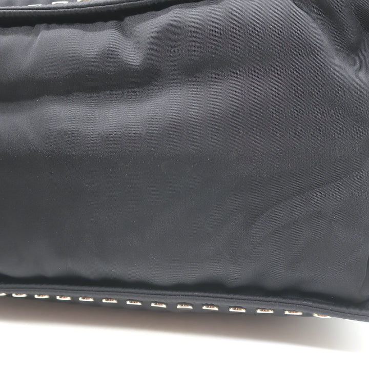 Prada Etiquette Studded Tessuto Nylon Tote Black