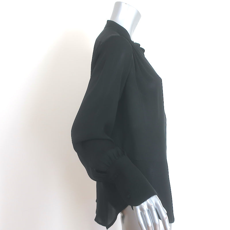 Nili Lotan Long Sleeve Blouse Black Silk Size Medium V-Neck Top
