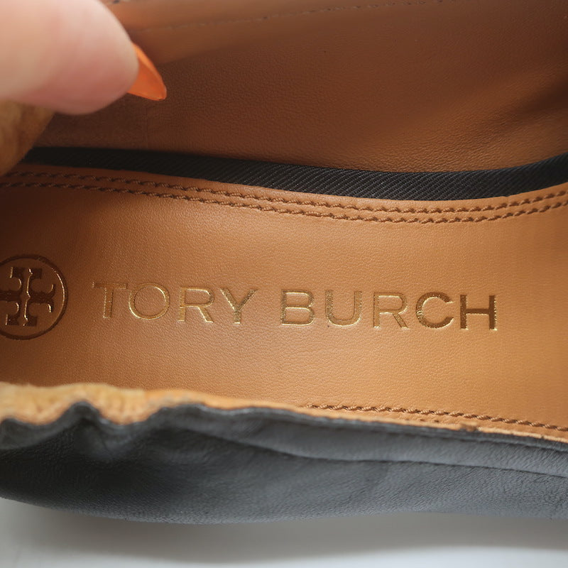 Tory Burch Kira Stretch Travel Loafers Black Leather Size 10.5