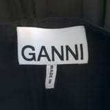 GANNI Ruffled Bubble Hem Mini Dress Black Stretch Cotton Size 34