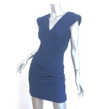 Maje Richesse Cap Sleeve Mini Sheath Dress Blue Pleated Crepe Size 2 NEW