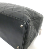 Chanel 2000 Large Logo Bowler Bag Black Quilted Caviar Leather & Patent