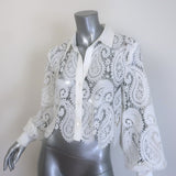 L'Agence Odelia Lace Cropped Button Down Blouse White Size Small