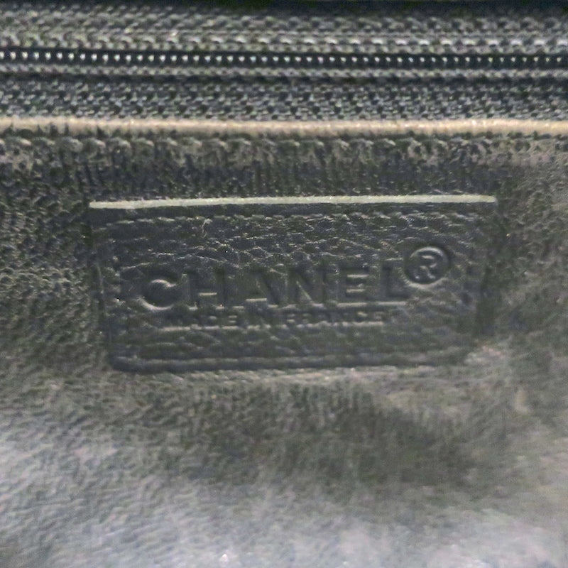 Chanel 2000 Large Logo Bowler Bag Black Quilted Caviar Leather &amp; Patent