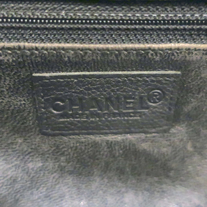 Chanel 2000 Large Logo Bowler Bag Black Quilted Caviar Leather &amp; Patent