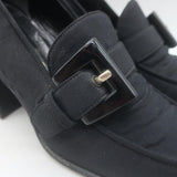 Vintage Prada Buckled Loafer Pumps Black Crepe Size 36
