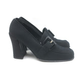 Vintage Prada Buckled Loafer Pumps Black Crepe Size 36