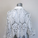 L'Agence Odelia Lace Cropped Button Down Blouse White Size Small