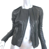 J Brand Snake-Embossed Leather Moto Jacket Black Size Extra Small