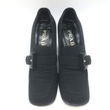 Vintage Prada Buckled Loafer Pumps Black Crepe Size 36