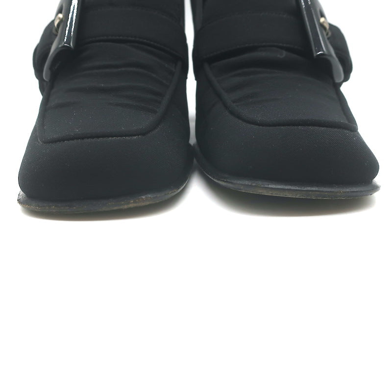 Vintage Prada Buckled Loafer Pumps Black Crepe Size 36