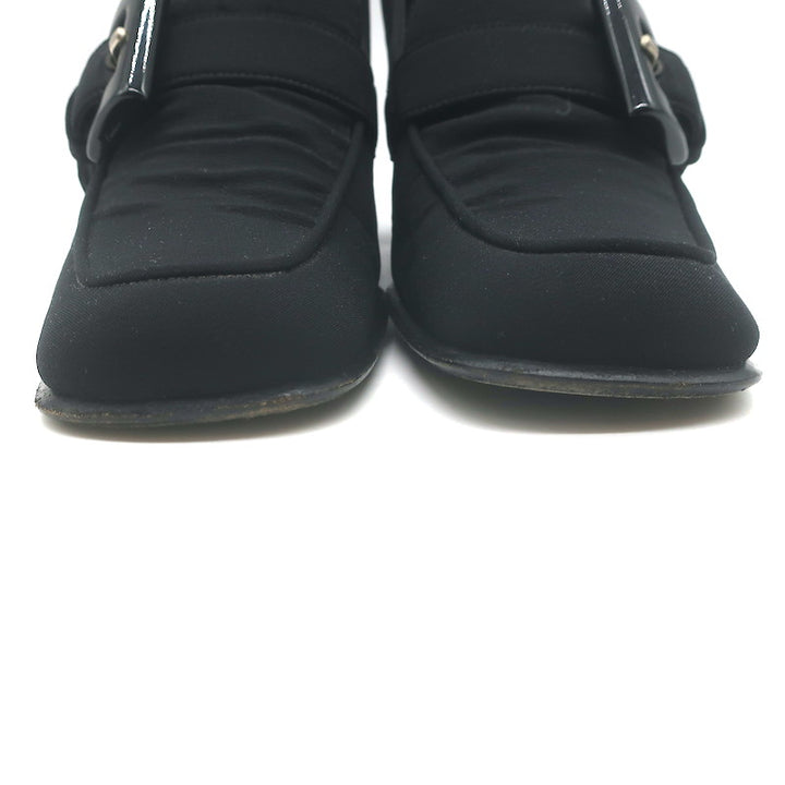 Vintage Prada Buckled Loafer Pumps Black Crepe Size 36