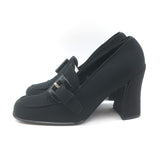 Vintage Prada Buckled Loafer Pumps Black Crepe Size 36
