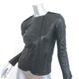 J Brand Snake-Embossed Leather Moto Jacket Black Size Extra Small