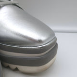 Stella McCartney Elyse platform sneakers, silver faux leather — authentic pre-owned, size EU 39