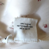 Ulla Johnson Puff Sleeve Top Cream Floral Print Satin Size 8 Tie-Neck Blouse