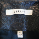 J Brand Snake-Embossed Leather Moto Jacket Black Size Extra Small