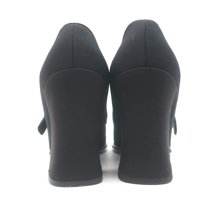 Vintage Prada Buckled Loafer Pumps Black Crepe Size 36
