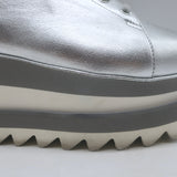 Stella McCartney Sneak Elyse platform sneakers in silver faux leather - authentic pre-owned, light wear