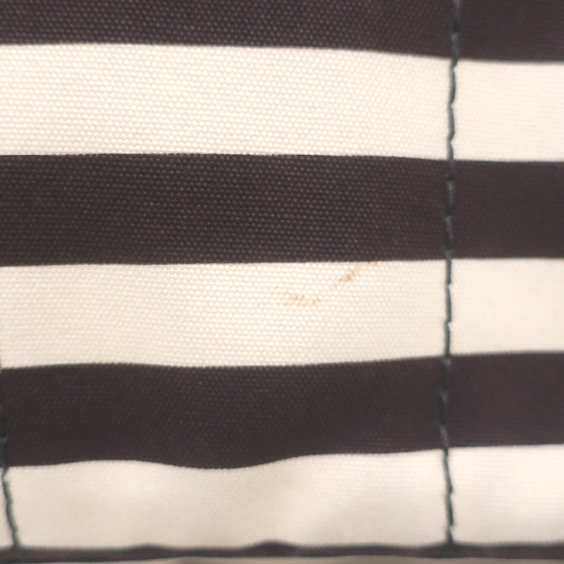 Prada Striped Canapa Canvas Medium Tote Ivory &amp; Dark Brown Crossbody Bag