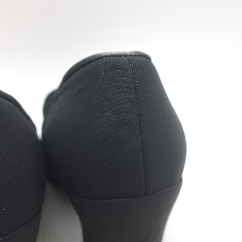 Vintage Prada Buckled Loafer Pumps Black Crepe Size 36
