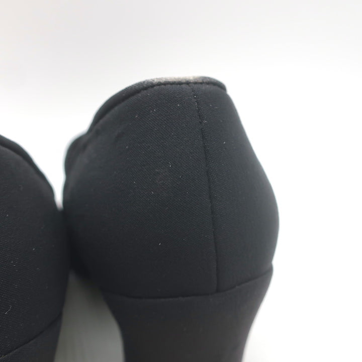 Vintage Prada Buckled Loafer Pumps Black Crepe Size 36