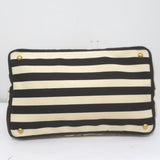 Prada Striped Canapa Canvas Medium Tote Ivory & Dark Brown Crossbody Bag