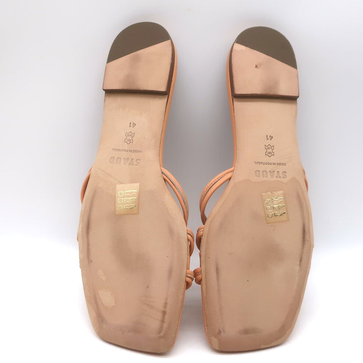 STAUD Adeline Slide Sandals Peach Leather Size 41