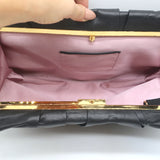 Prada Pleated Leather Oversize Clutch Bag Black