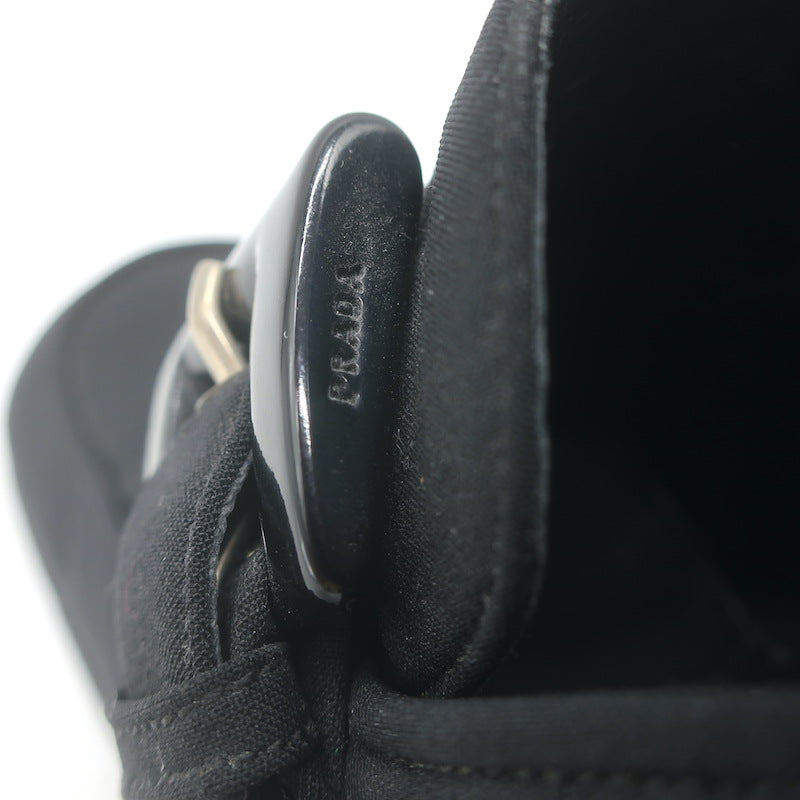 Vintage Prada Buckled Loafer Pumps Black Crepe Size 36