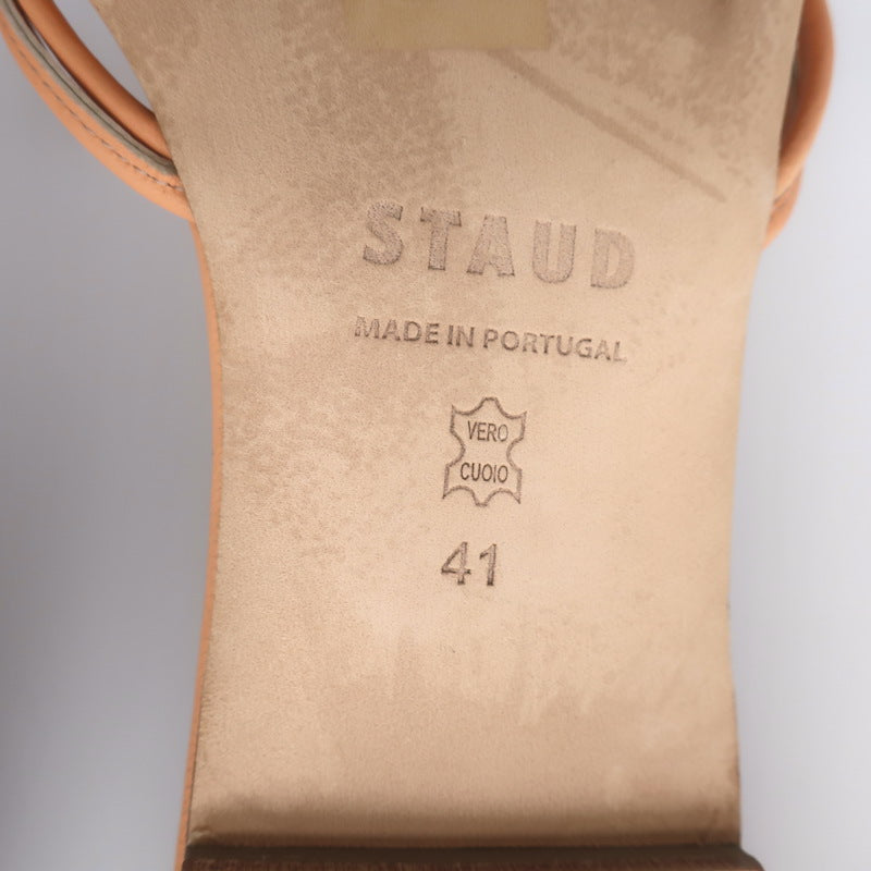 STAUD Adeline Slide Sandals Peach Leather Size 41
