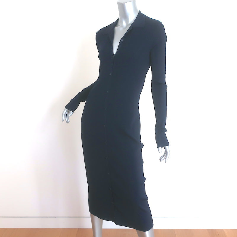Rag &amp; Bone Pacey Button Down Midi Dress Navy Stretch Knit Size Medium